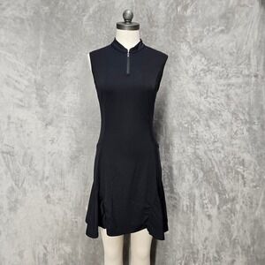 Jack Smith Womens Black Sleeveless Tennis Golf Dress Small Mock Neck Flounce Hem